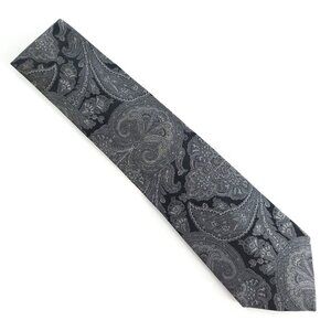 Club Room by Charter Club Men Necktie 100% Silk Geometric Black Gray 60x4 - NWOT